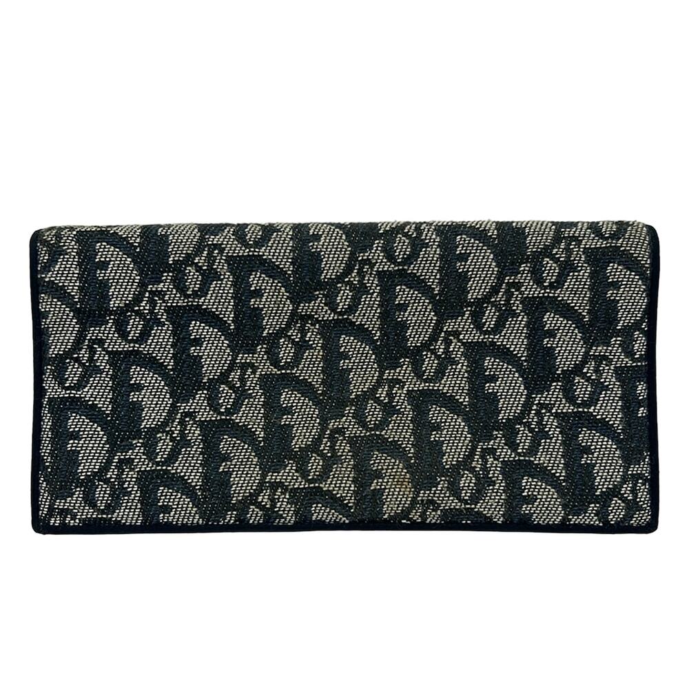 Christian Dior Logogram Long Wallet Dark Navy Cream